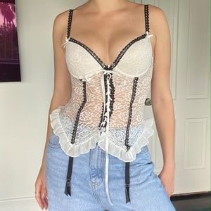 Lace-Covered, Ruffle-Trimmed Bustier
